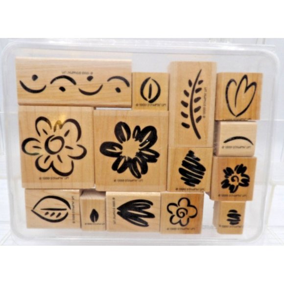 Stamp  Set of 14 "Fanciful Fowersl"  Stampin' Up! ©1999 1" x 1½"- 2¼"  x 2" - Picture 1 of 2